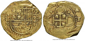Philip II gold Cob 2 Escudos 1590 S-H AU55 NGC, Seville mint, Cal-836, Cay-4113, Oro Macuquino-42. 6.73gm. 6.73gm. A coin clearly selected by its prev...