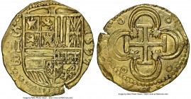 Philip II gold Cob 2 Escudos 1597 S-B AU53 NGC, Seville mint, Cal-856, Cay-4136, Oro Macuquino-52. 6.53gm. Interestingly a date within the series that...