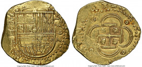 Philip II gold Cob 4 Escudos 1592 S-B AU55 NGC, Seville mint, Cal-895, Cay-4157, Oro Macuquino-16. 13.47gm. One of only a very small number of firmly ...