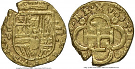 Philip III gold Cob 2 Escudos 1615 S-V XF45 NGC, Seville mint KM48.3, Cal-1071, Oro Macuquino-91. 6.72gm. A pleasing circulated gold Cob displaying a ...