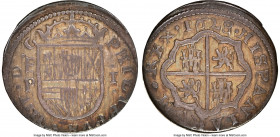 Philip IV Real 1628 (Aqueduct)-P XF40 NGC, Segovia mint, KM92, Cal-788. Bearing well-defined motifs and a lovely patina. A survivor struck in the revo...