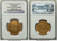 Charles III gold 4 Escudos 1775 M-PJ VF Details (Removed From Jewelry) NGC, Madrid mint, KM418.1, Cal-1779. A moderately handled piece, displaying amp...