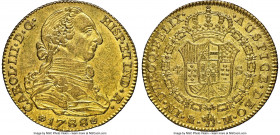 Charles III gold 4 Escudos 1788 M-M/PJ AU Details (Cleaned) NGC, Madrid mint, KM418.1a, Cal-1794.1. A sharp example, displaying pale gold surfaces and...