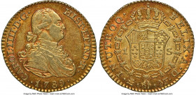 Charles IV gold Escudo 1789 M-MF AU58 NGC, Madrid mint, KM434, Cal-1106. Boldly rendered devices, displaying velveteen fields with blushes of luster a...