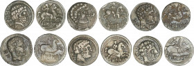 Lote 6 monedas Denario. ARSAOS, BASCUNES (2), BOLSCAN. AR. Pátina. A EXAMINAR. MBC- a MBC.