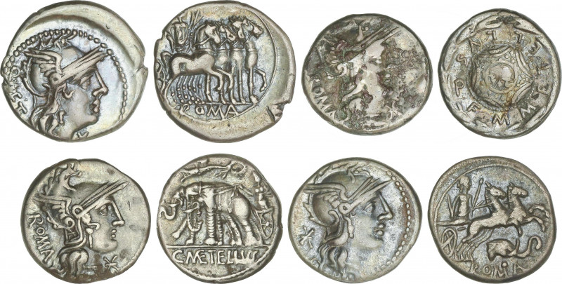 Lote 4 monedas Denario. 130 a 125 a.C. CAECILIA. AR. Pátina. A EXAMINAR. FFC-203...