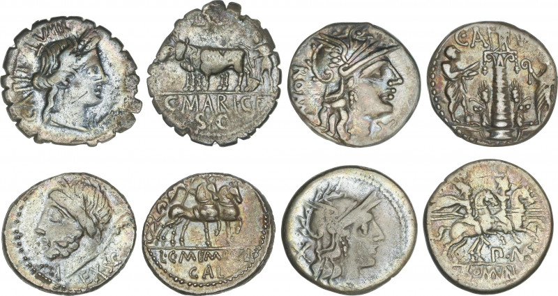 Lote 4 monedas Denario. MAENIA, MARIA, MEMMIA, MINUCIA. AR. Pátina. A EXAMINAR. ...