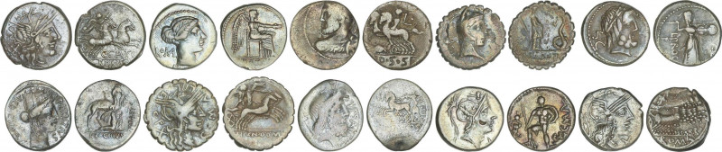 Lote 10 monedas Denario. PAPIRIA, PLAUTIA (2), POBLICIA (2), PORCIA (2), PROCILI...