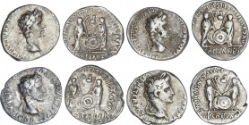Lote 4 monedas Denario. Acuñadas el 7-6 a.C. AUGUSTO. LUGDUNUM (Lyon). Rev.: C. L. CAESARES AVGVSTI. F. COS. DESIG. PRINC. IVVENT. Cayus y Lucius Césa...