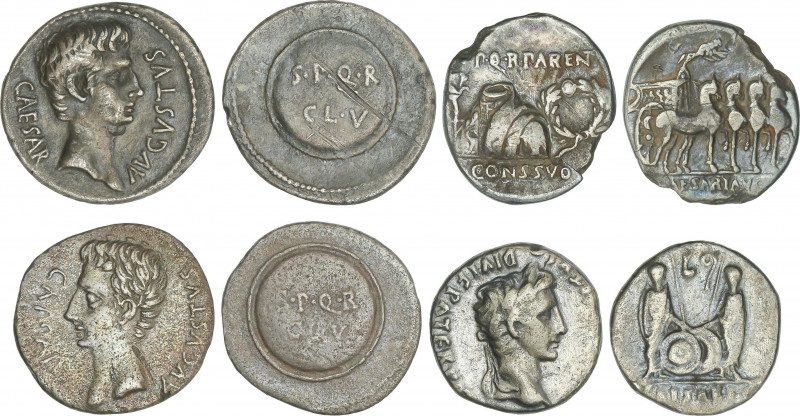 Lote 4 monedas Denario. AUGUSTO. AR. Pátina. A EXAMINAR. FFC-22, 62, 216, 217. M...