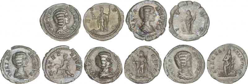 Lote 5 monedas Denario. Acuñadas el 196-211 d.C. JULIA DOMNA. AR. Todas diferent...