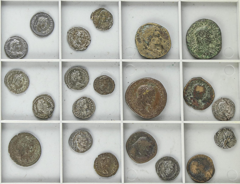 Lote 21 monedas AE (4), Sestercio (3) y Denario (14). Acuñadas el198-217 d.C. CA...