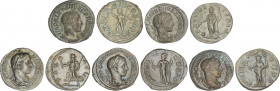 Lote 5 monedas Denario. Acuñadas el 222-235 d.C. ALEJANDRO SEVERO. AR. Diferentes. Pátina. A EXAMINAR. EBC- a EBC.