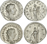 Lote 2 monedas Antoniniano. Acuñadas el 240-244 d. C. GORDIANO III. Rev.: LIBERALITAS AVG. II. Liberalidad estante a izquierda, PROVID AVG. Providenci...