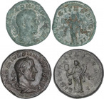 Lote 2 monedas Sestercio. Acuñadas el 244-247 d.C. FILIPO I. Anv.: IMP. M. IVL. PHILIPPVS AVG. Busto laureado a derecha. Rev.: LIBERALITAS AVGG. II. L...