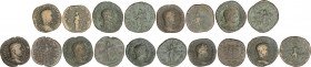 Lote 9 monedas Sestercio. Acuñadas el 244-249 d.C. FILIPO I. AE. A EXAMINAR. BC+ a MBC-.