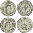 Lote 2 monedas Antoniniano. Acuñadas el 244-247 d.C. FILIPO I. Rev.: AEQUITAS AVG. Equidad en pie a izquierda. AETERNITAS AVGG. Elefante en marcha a i...