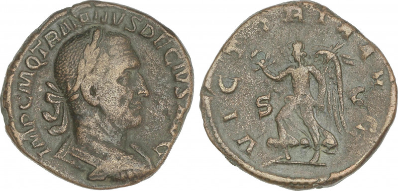 Sestercio. Acuñada el 249-251 d.C. TRAJANO DECIO. Anv.: IMP. C. M. Q. TRAIANVS D...