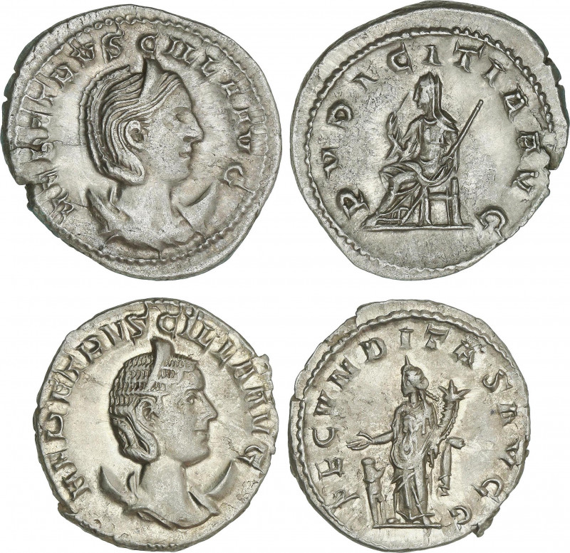 Lote 2 monedas Antoniniano. Acuñadas el 249-251 d. C. HERENNIA ETRUSCILLA. Rev.:...