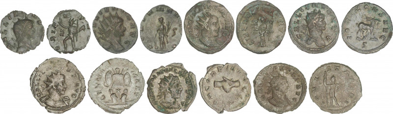 Lote 7 monedas Antoniniano. Acuñadas el 253-268 d.C. GALIENO. AE. Todos los reve...