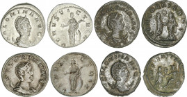 Lote 4 monedas Antoniniano. Acuñadas el 253-268 d.C. SALONINA. Rev.: CONCORDIA AVG., ROMAE AETERNAE, VENVS VICTRIX (2). Ve. A EXAMINAR. C-31, 103, 129...