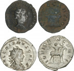 Lote 2 monedas Antoniniano. Acuñadas el 253-258 d.C. VALERIANO II. Rev.: CONSECRATIO. Altar. IOVI CRESENTI. Júpiter a lomo de cabra. Ve. A EXAMINAR. C...