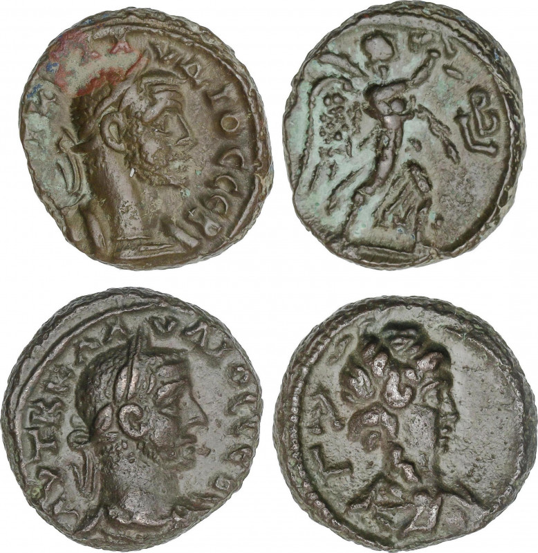 Lote 2 monedas Tetradracma. Acuñada el 268-270 d.C. CLAUDIO II GÓTICO. ALEJANDRÍ...