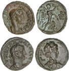 Lote 2 monedas Tetradracma. Acuñada el 268-270 d.C. CLAUDIO II GÓTICO. ALEJANDRÍA. Rev.: Una Nike avanzando a derecha, delante LB; la otra busto femen...