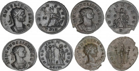 Lote 4 monedas Antoniniano. Acuñada el 270-275 d.C. AURELIANO. AE/Ve. A EXAMINAR. MBC+ a EBC.