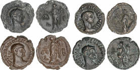 Lote 4 monedas Tetradracma. Acuñadas el 294-305 d.C. DIOCLECIANO. ALEJANDRÍA. Anv.: Busto laureado a derecha, alrededor leyenda. Rev.: Equidad a izqui...