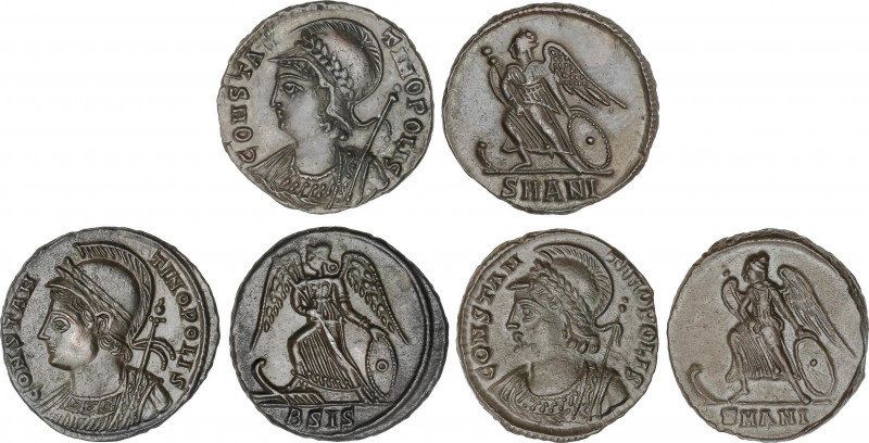 Lote 3 monedas 1/2 Centenional. Acuñadas el 332-340 d.C. . CONSTANTINOPOLIS. ACU...