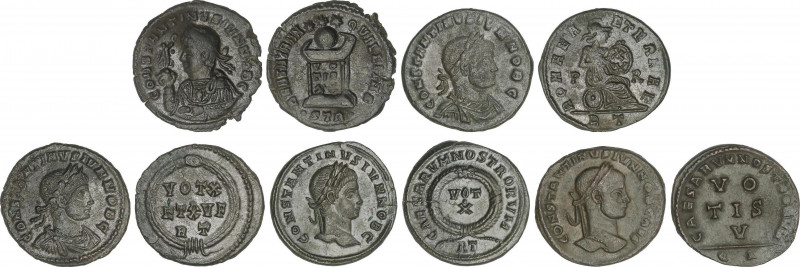 Lote 5 monedas Follis. Acuñadas el 320-329 d. C. CONSTANTINO II. AE. Todas difer...