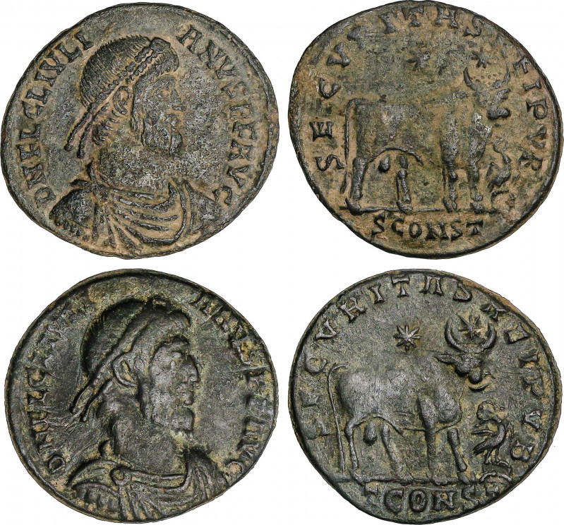 Lote 2 monedas Doble Maiorina. Acuñadas el 360-363 d.C. JULIANO II EL APÓSTATA. ...