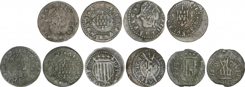 Lote 5 monedas Sisé. 1641, 1642 y Fecha no visible. LLUIS XIII (2) y PRINCIPAT (...