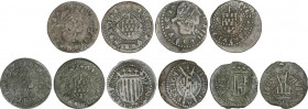 Lote 5 monedas Sisé. 1641, 1642 y Fecha no visible. LLUIS XIII (2) y PRINCIPAT (2). GIRONA (3), MANRESA, TARREGA. A EXAMINAR. AC-140, 161, 234. MBC a ...