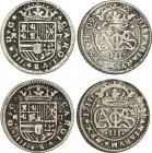 Lote 2 monedas 2 Reales. 1709 y 1711. BARCELONA. AR. AC-30, 32. MBC-.