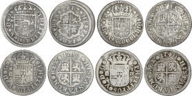 Lote 4 monedas 1 Real. 1717 a 1740. MADRID (3) y SEVILLA. A EXAMINAR. AC-434, 454, 456, 657. MBC- a MBC.