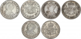 Lote 3 monedas 1 Real. 1778, 1781 y 1782. LIMA, MÉXICO y POTOSÍ. AC-597, 670, 720. MBC- a MBC.