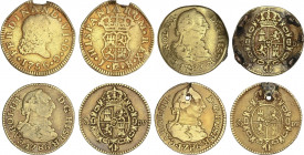 Lote 4 monedas 1/2 Escudo. 1756, 1786 (2) y 1787. MADRID. Contiene 1/2 Fernando VI 1756 J.B. (Todas descolgadas). A EXAMINAR. BC+ a MBC.
