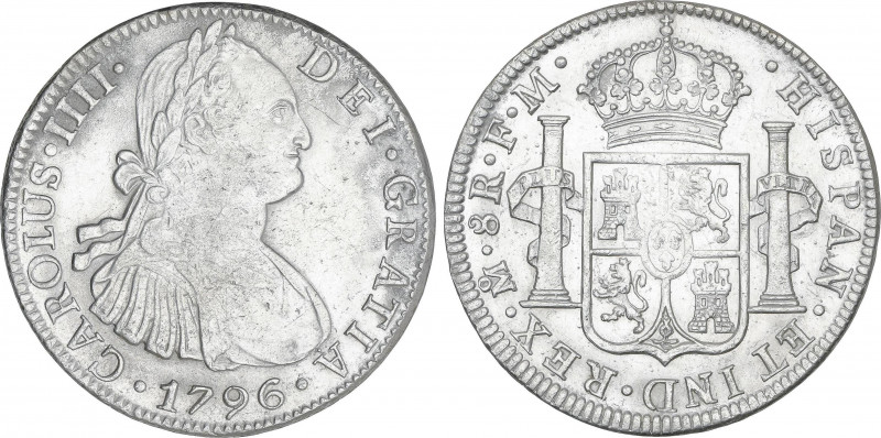 8 Reales. 1796. MÉXICO. F.M. 26,88 grs. (Limpiada). AC-959. EBC-.