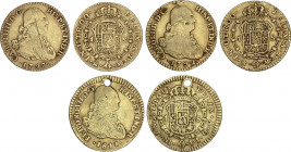 Lote 3 monedas 1 Escudo. 1792 y 1797. MADRID. 3,35 y 3,36 grs. Contiene un Fernando VII Nuevo Reino J.J. con busto de Carlos IV (Perforada) AC-1547. (...
