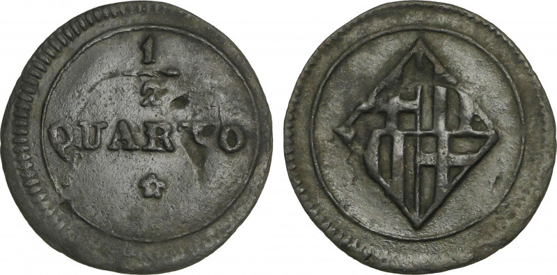 1/2 Quarto. BARCELONA. 1,09 grs. (Pequeñas hojitas). AC-1. MBC+.