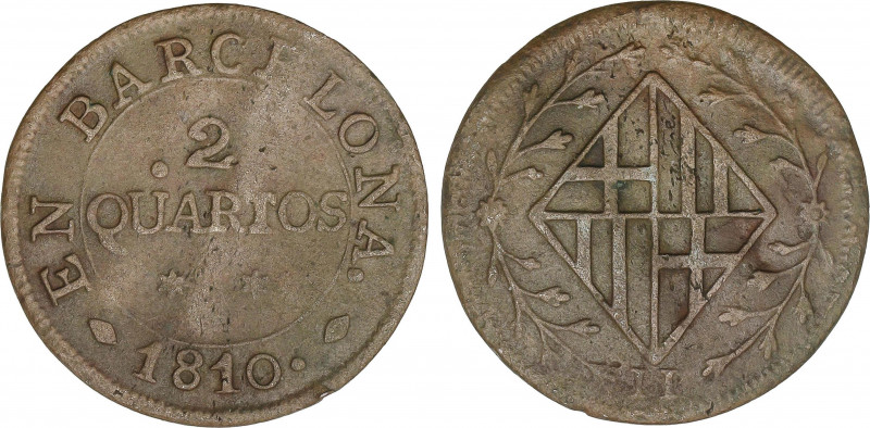 2 Quartos. 1810. BARCELONA. 3,61 grs. AC-11. MBC+.