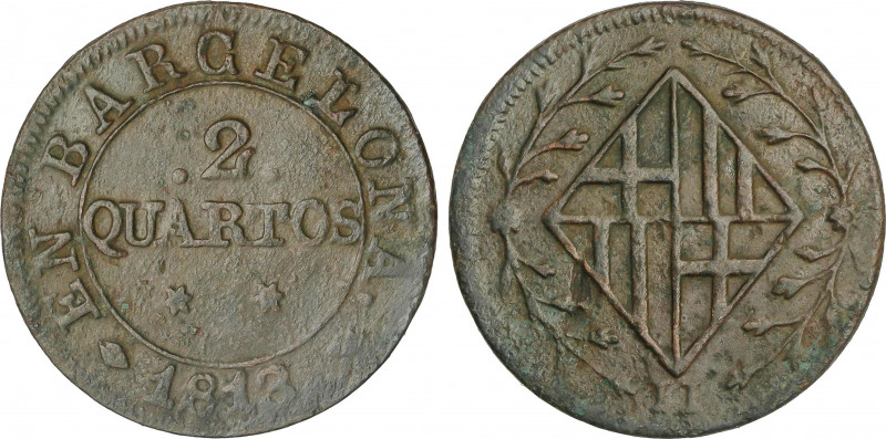 2 Quartos. 1813. BARCELONA. 3,90 grs. AC-12. MBC+.
