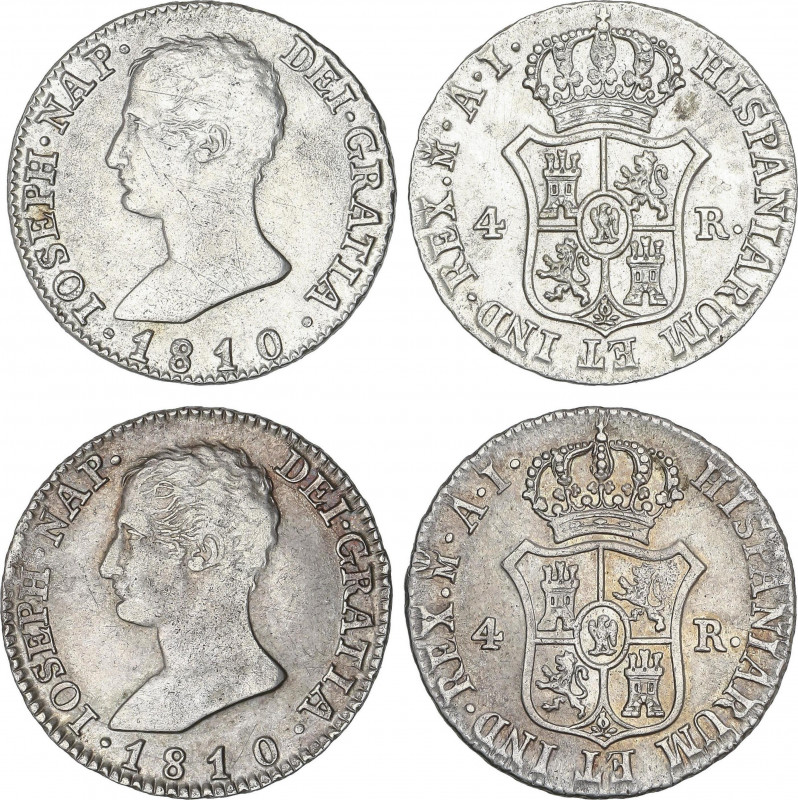 Lote 2 monedas 4 Reales. 1810. MADRID. A.I. Modulo 2 reales. (una pequeñas rayit...