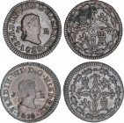 Lote 2 monedas 2 Maravedís. 1819 y 1820. JUBIA. AC-133, 134. MBC y MBC+.