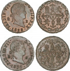 Lote 2 monedas 2 Maravedís. 1828 y 1833. SEGOVIA. AE. AC-182, 188. SC- y SC.