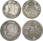 Lote 2 monedas 1/2 Real. 1812 y 1819. CATALUÑA y MÉXICO. AC-318, 410. MBC-.