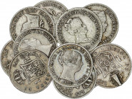 Lote 11 monedas 1 Real. 1838 a 1865. MADRID (3), SEVILLA (5) y BARCELONA (3). Una soldadura en reverso. A EXAMINAR. BC+ a MBC+.