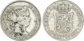 40 Céntimos de Escudo. 1866. SEVILLA. 5,1 grs. AR. (Manchitas). AC-505. MBC.